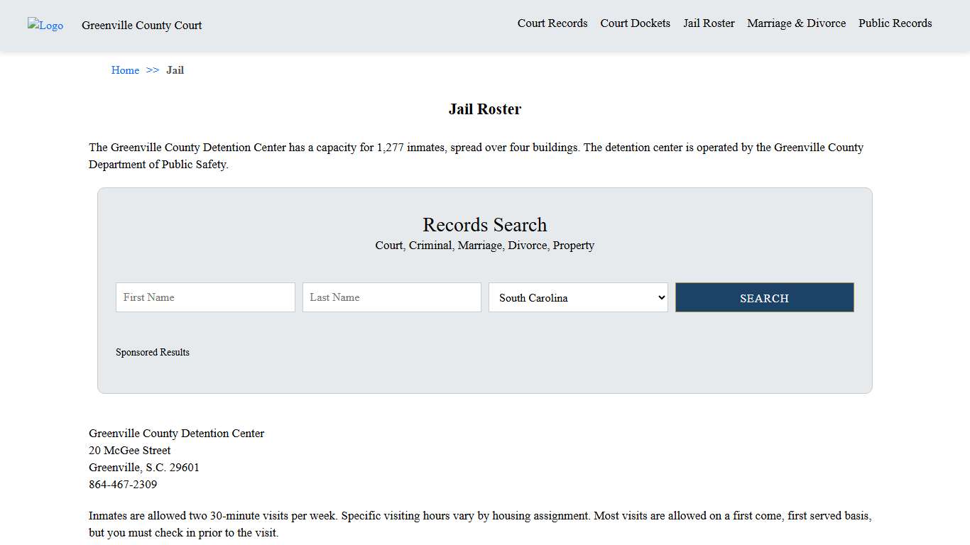 Jail Roster | Greenville County Court